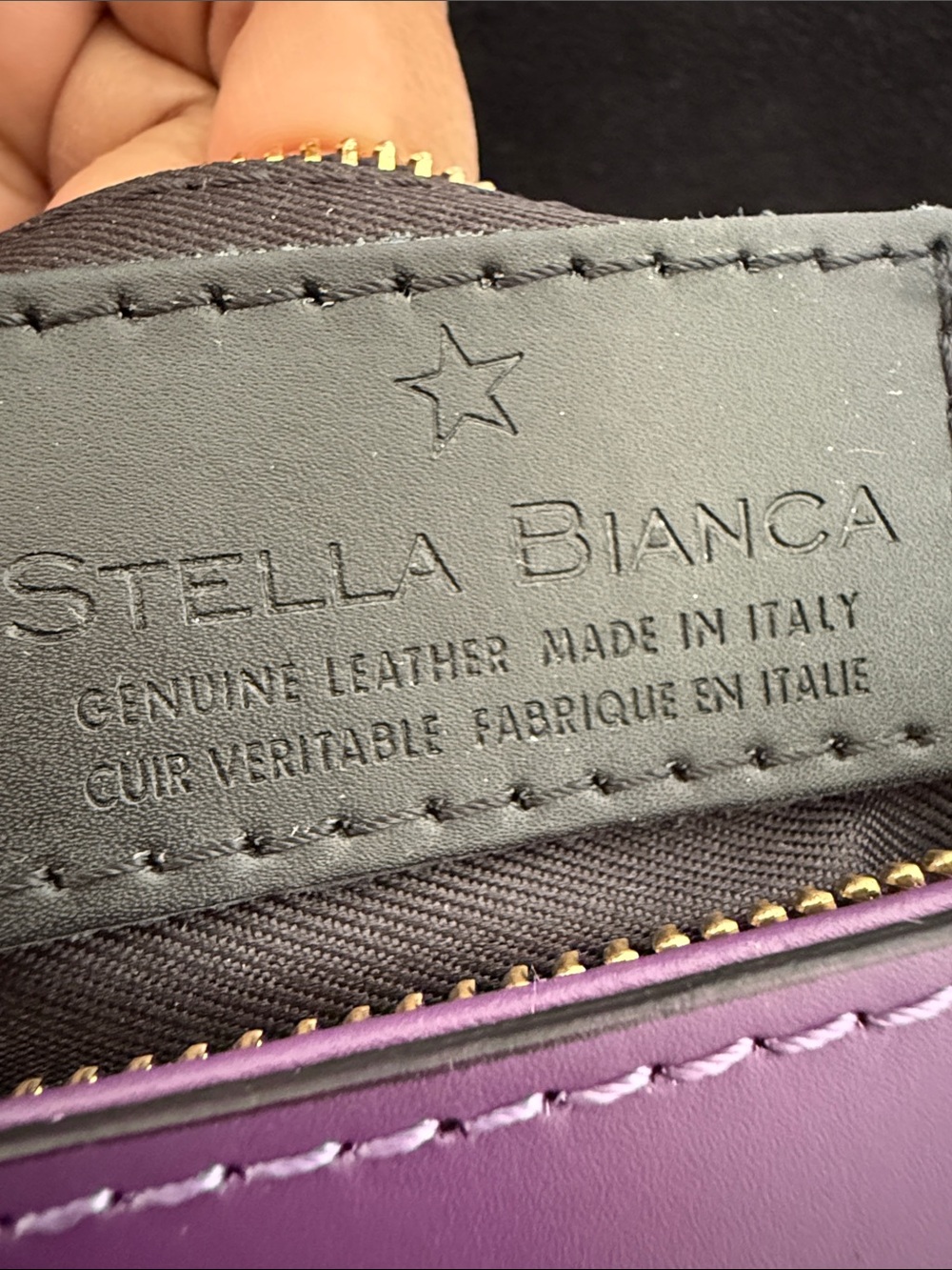 Stella Bianca Two-Tone Black and Purple Leather Shoulder Bag - Picture 9 of 11